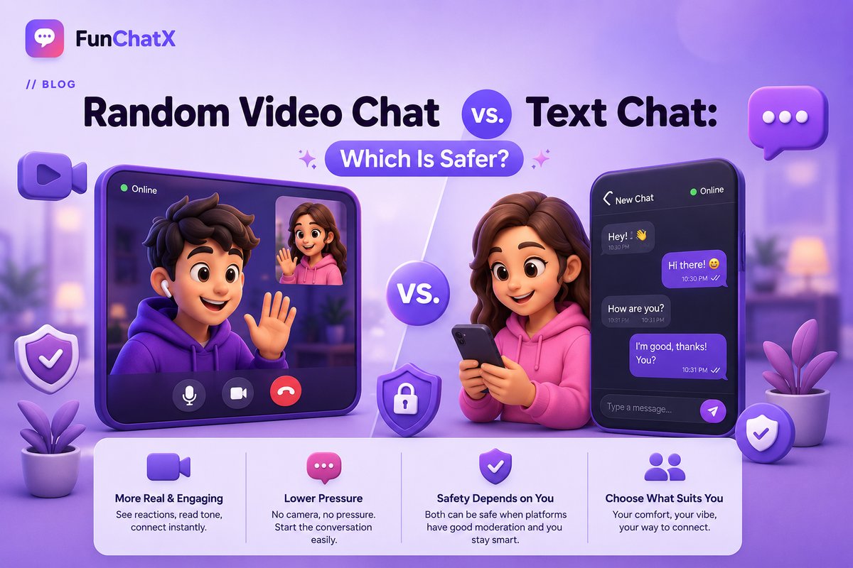 Random video chat vs text chat comparison — which is safer